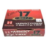 Box of 17 Mach 2 17-grain V-Max Hornady