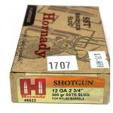 Box of 12 Ga. 2.75" 300-grain Hornady SST slugs,
