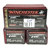 Lot, 150 Rds. of .22 LR. Winchester Varmint HE