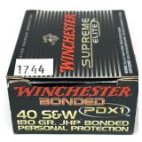 Box of .40 S&W 180-grain JHP Bonded Winchester