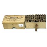 Box of vintage Western .30 M1 Carbine cartridges,