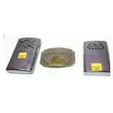 Lot: WWII Belt Buckle and 2 Hand Warmers