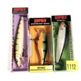 Lot: 3 Assorted new Rapala Lures in boxes