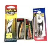 Lot: 5 Assorted new Lures in boxes- 2- Rapala,