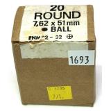 Box of 7.62 x 51 mm BALL cartridges- 20 Rds.