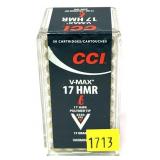 Box of .17 HMR CCI V-Max Polymer Tip cartridges,