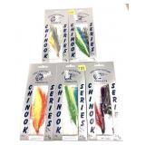 Lot: 5 Anglers Custom Chinook Series Flies