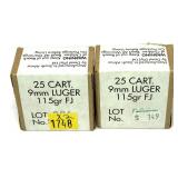 x2- Boxes of 9mm Luger 115-grain FJ Denel