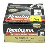 Box of .38 SPL +P 125-grain Remington BJHP