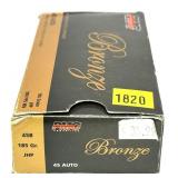 Box of .45 Auto 185-grain JHP PMC bronze