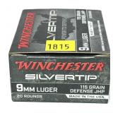 Box of 9mm Luger 115-grain JHP Winchester