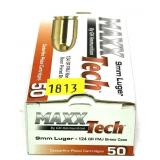 Box of 9mm Luger 124-grain FMJ brass case Maxx