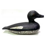 Bluebill Drake wooden carved duck decoy, Early