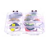 Lot, plastic tackle case with assorted lures