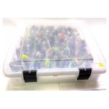 Large lot of plastic tackle case with assorted