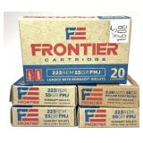 x5 Boxes of .223 REM. 55 Grain FMJ Hornady