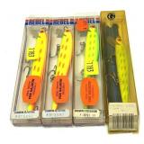 Lot, 4 Rebel lures in packages