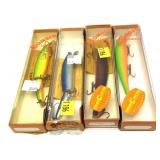 Lot, 4 vintage Bomber lures in packages