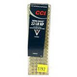 Box of .22 LR HP CCI Mini-Mags, 100 rounds