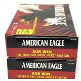 x2- Boxes of .308 WIN 150-grain Federal FMJ