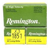 x3- Boxes of .22 LR Remington cartridges,
