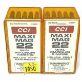 x2- Boxes of .22 Mag. CCI hollow point cartridges,