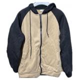 Tan/black hooded zip up sweatshirt, size XL