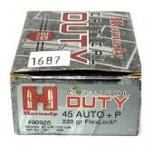 Box of .45 Auto + P 200- Grain Flex Lock Hornady
