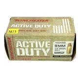 Box of 9mm 115-grain Ball Winchester Active Duty