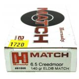 Box of 6.5 Creedmoor 140-grain ELD Match Hornady