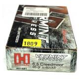 Box of 6.5 Creedmoor 95-grain V-Max Hornady