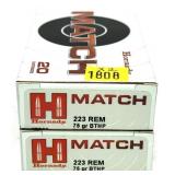 x2- Boxes of .223 REM. 75-grain BTHP Hornady