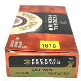 Box of .243 WIN. 100-grain Sierra Gameking BTSP