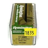 Box of .17 HMR Remington Accutip-V boattail