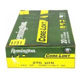 Box of .270 WIN 150-grain Remington Core-Lokt