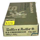 Box of 6.5 Creedmoor 140-grain FMJ BT
