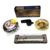 Lot, vintage Roy Rogers Riders harmonica, Texas
