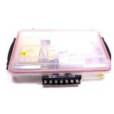 Lot: Plastic tackle case with assorted lures