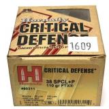 Box of .38 Spl. +P -110 Grain FTX Hornady