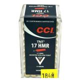 Box of .17 HMR. CCI TNT HP cartridges, 50 Rds.