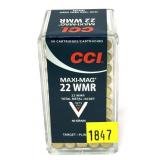 Box of .22 Mag CCI Maxi-Mag cartridges, 50 Rds.