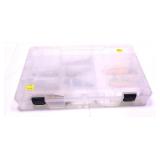 Lot, plastic tackle case with assorted spoons