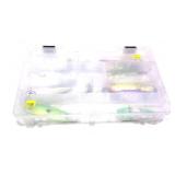 Lot, plastic tackle case with assorted spoons