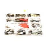 Lot: Plastic tackle case with collection of
