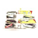 Lot: Plastic Tackle case with collection of