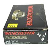 Box of .243 WIN 95-grain Ballilsitc Silver Tip