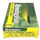 Box of .25-06 REM 120-grain PSP Remington