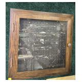 Wooden wall pegboard, with glass door, 21.5"x22"