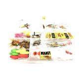 Lot: Plastic tackle case with assorted Lures and