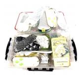 Lot: Plastic tackle case with assorted flashers